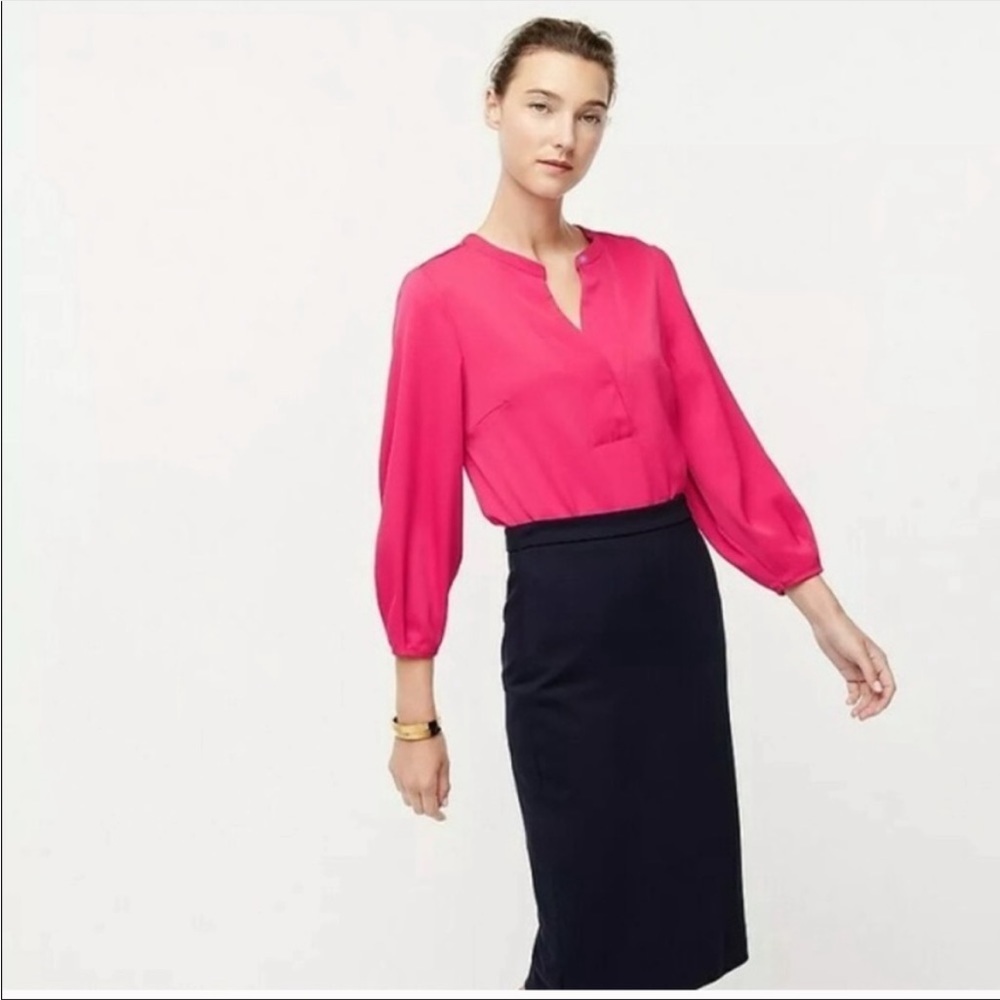 J. Crew Hot Pink Long-Sleeve Blouse